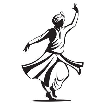 silhouette whirling dervish in traditional attire clip art preview
