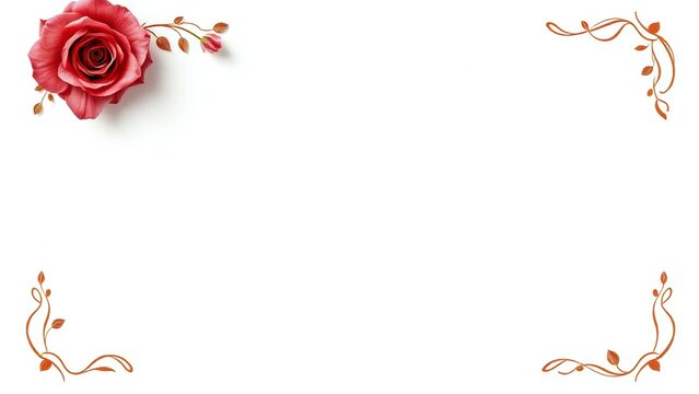 Elegant red rose and floral corner design template