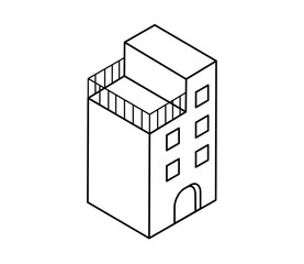 シンプルなビルのアイソメイラスト　ベクター

