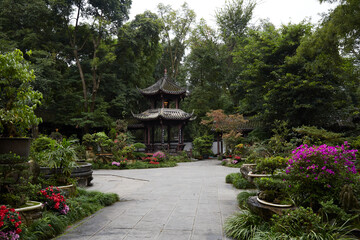 China Chengdu Du Fu Thatched Cottage Chinese-style garden scene landscape

