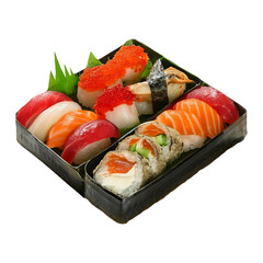 Fresh Sushi Platter with Assorted Types of Japanese Cuisine Delights