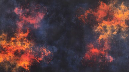 Fototapeta premium Abstract Fiery Orange and Red Powder Explosion on Dark Background