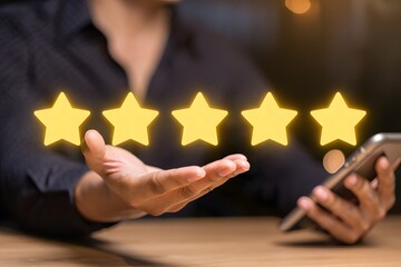 businessman holding star