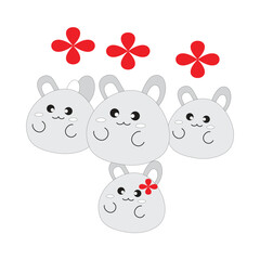 vector rabbit image illustration of a small, furry mammal with long ears, a short, fluffy tail and very cute