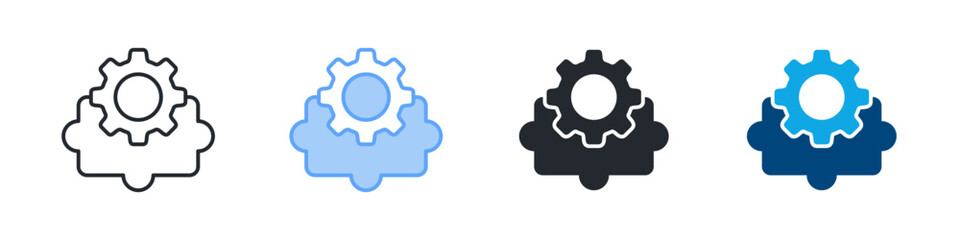Component Icon Set Multiple Style. Designed In Outline, Blue, Glyph, Dual Tone