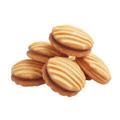 Cartoon biscuit white background png transparent 3d bakery concept using for decoration.