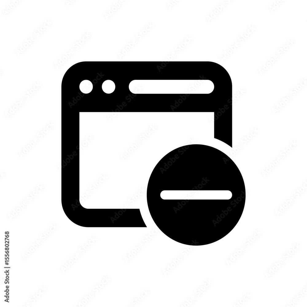 Poster application window with minimize icon showing a browser window with a minus sign on top right corner