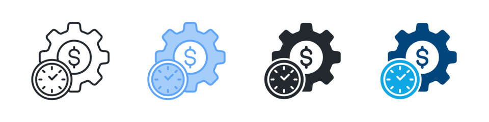 Efficiency Icon Set Multiple Style. Designed In Outline, Blue, Glyph, Dual Tone