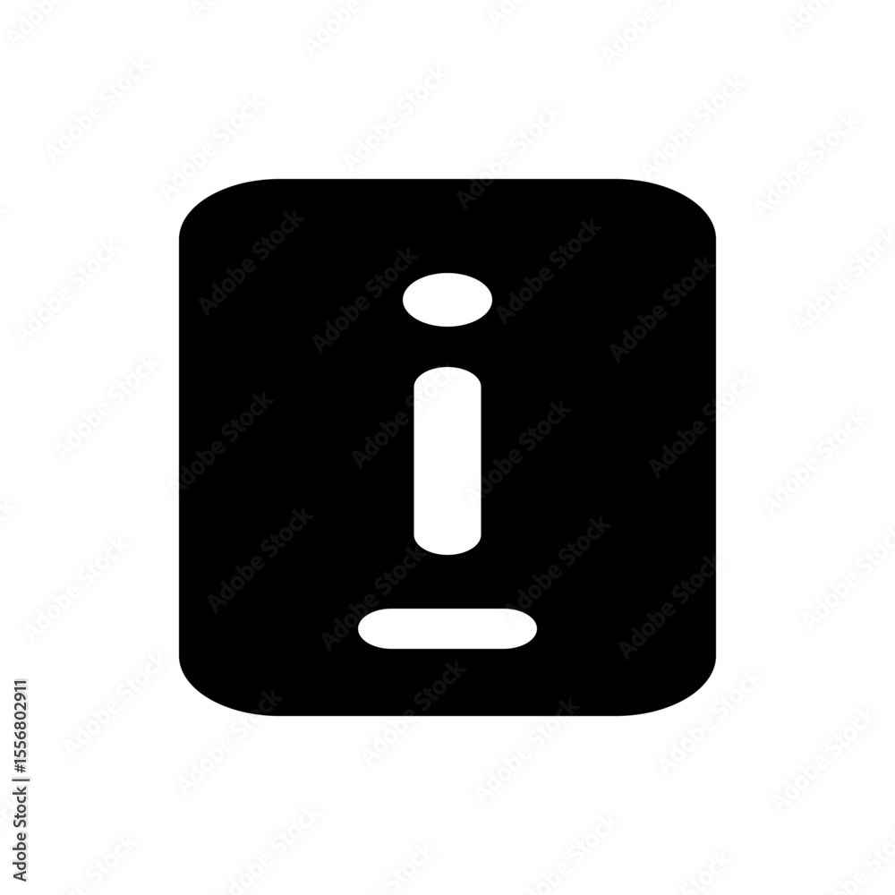 Poster black rectangle with rounded corners containing an exclamation mark inside in a simple design