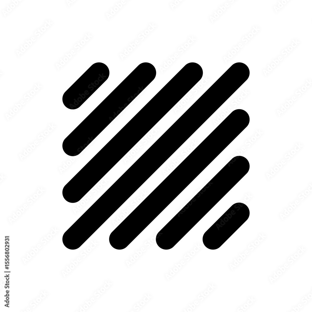 Poster black diagonal stripes with rounded ends arranged in a square pattern on a white background design e