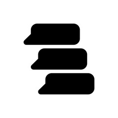 Three black speech bubbles stacked vertically representing conversation or communication on a white background