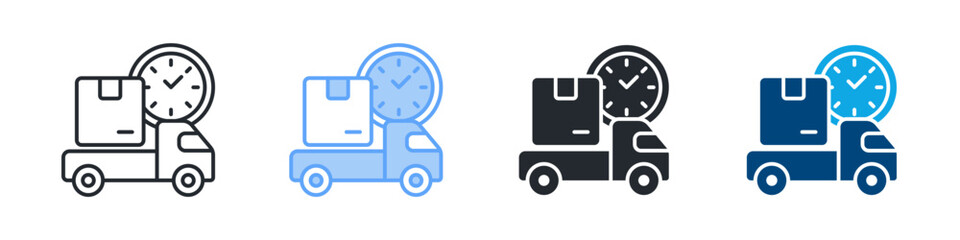 Fast Delivery Icon Set Multiple Style. Designed In Outline, Blue, Glyph, Dual Tone