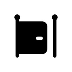 Illustration of a black cabinet with a white handle and black legs on a white background design element