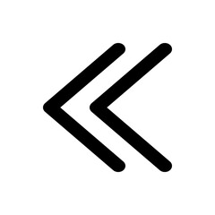 A graphic featuring two bold black arrows pointing to the left, set against a plain white background design element