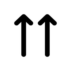 Two bold black arrows pointing upwards symmetrically aligned on a white background in a simple illustration