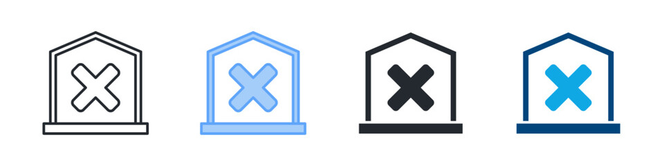 Out Of Stock Icon Set Multiple Style. Designed In Outline, Blue, Glyph, Dual Tone