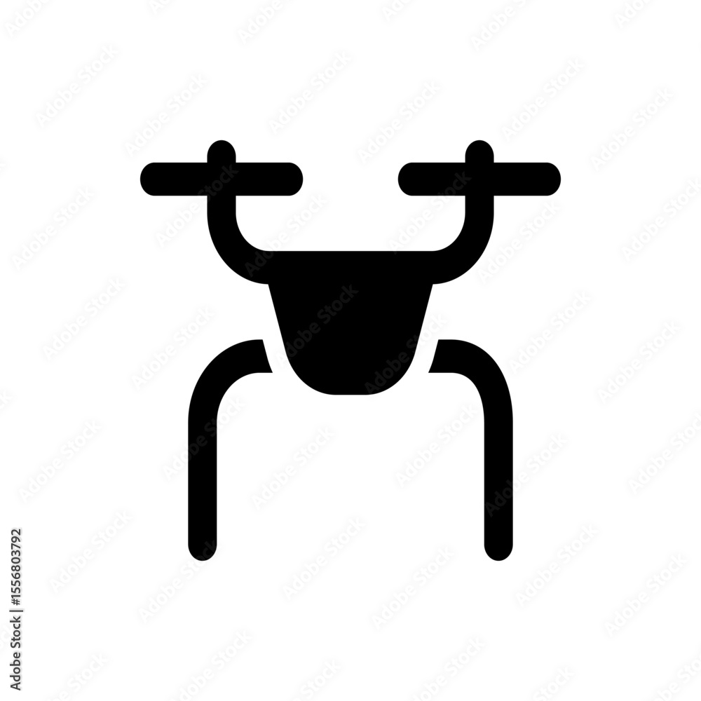 Poster black rounded rectangle with three vertical white bars inside and rounded edges in a simple design s