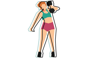 A woman is exercising using dumbbells illustration design