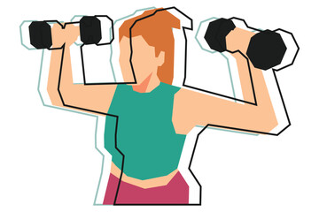 A woman is exercising using dumbbells illustration design