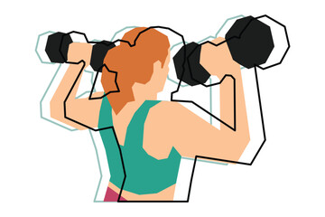 A woman is exercising using dumbbells illustration design