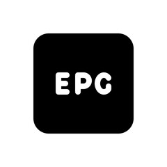 Illustration of a black rounded square with the white letters epc centered in the middle of the square