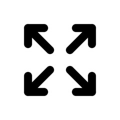 Four black arrows pointing outwards from a central point indicating expansion or full screen mode 100