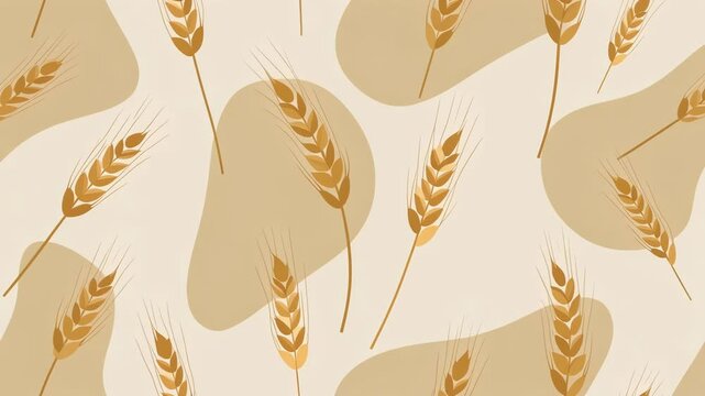 Seamless looping animation of wheat or crop stalks gently swaying in the wind. Flat vector style with minimal lines, perfect for agriculture, nature, or organic-themed visuals