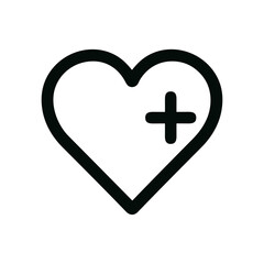 Obraz premium Simple Outline Heart with Plus Symbol Sign Shape Icon