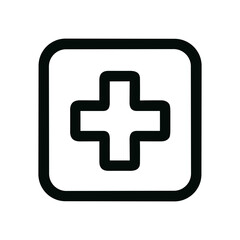 Obraz premium Outline Rounded Square Shape Plus Sign Add Button Icon Element