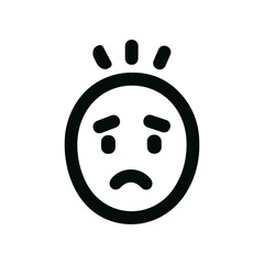 Simple Line Drawing Distressed Face Emoticon Icon Illustration