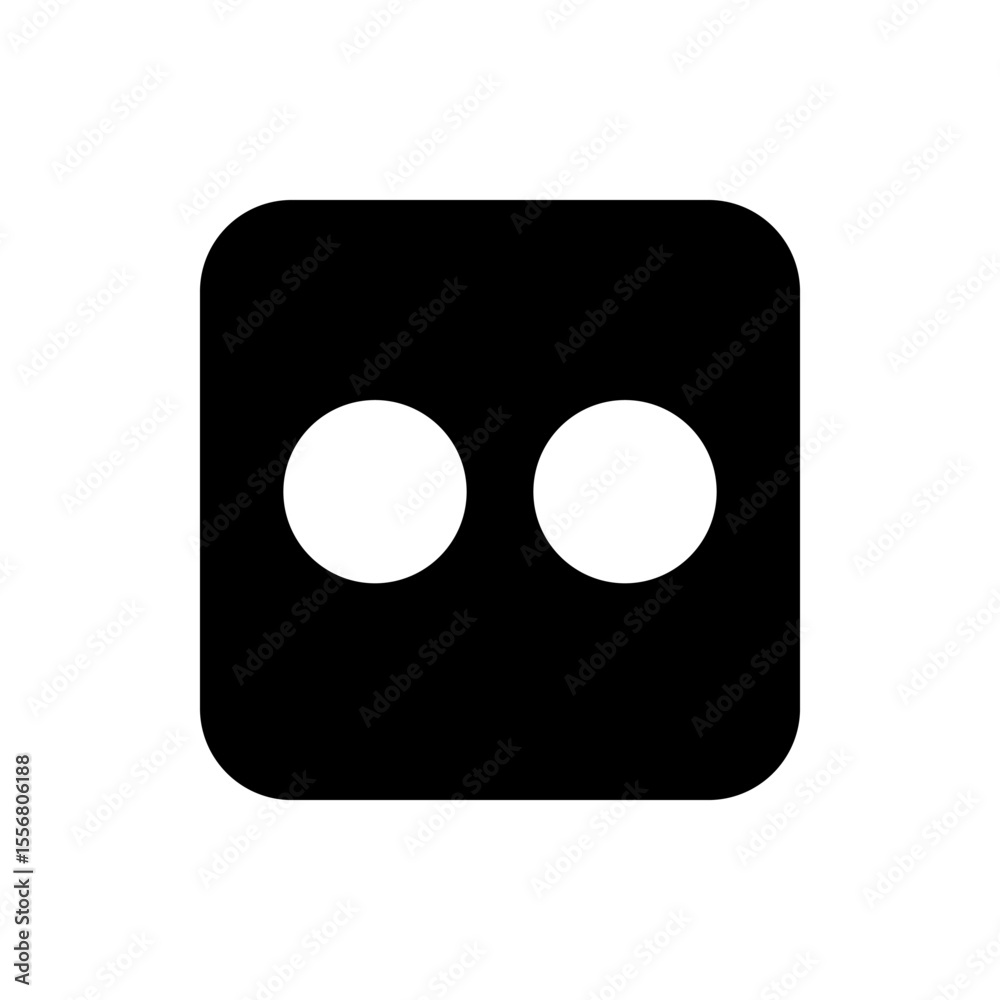 Poster Black rounded square with two white circles inside representing a simple face or abstract design element