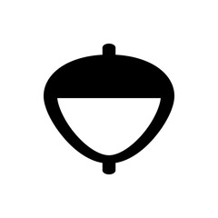 Illustration of a simple acorn with a smooth cap and rounded bottom in black and white colorscheme design