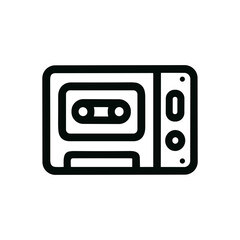 Simple Line Style Cassette Player Icon for Retro Audio Entertainment
