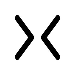 A simple black and white image featuring two chevron shapes facing inward on a plain white background view