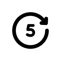 A black and white circular arrow icon with the number five inside indicating a refresh or reload function