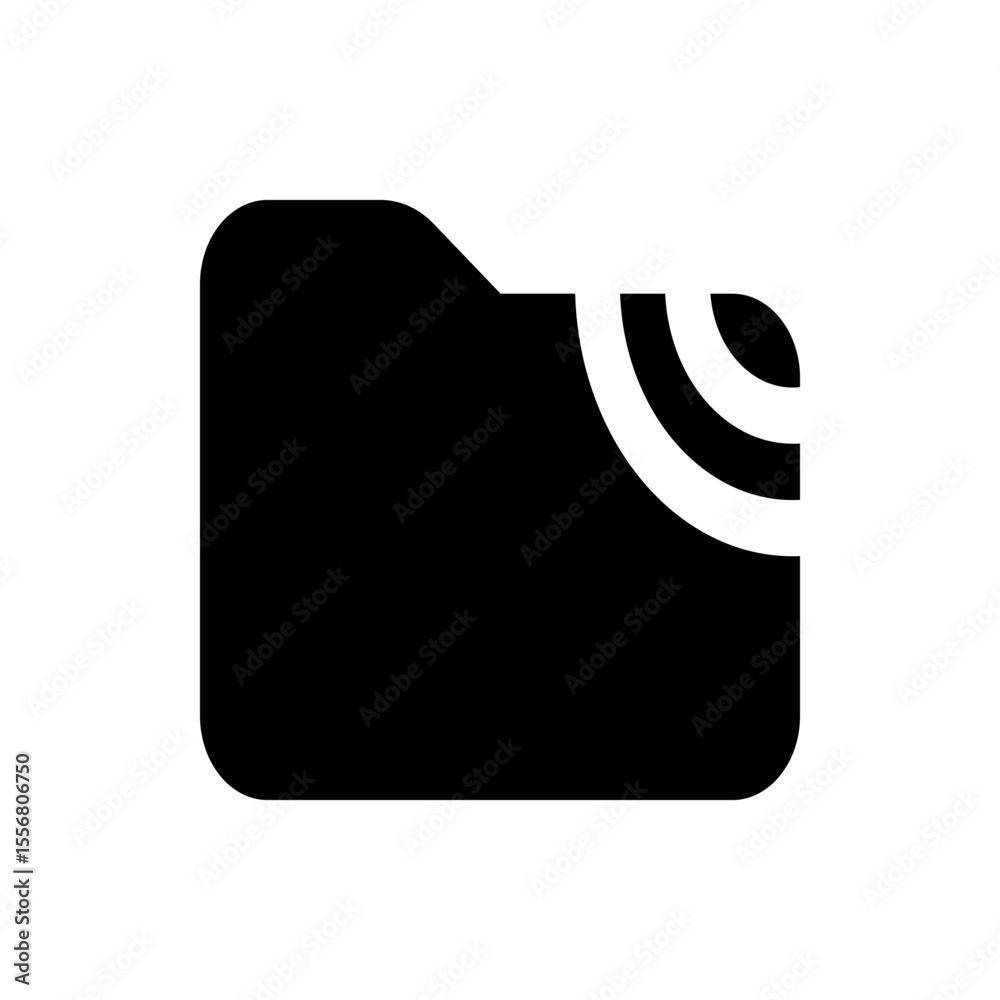 Poster black folder icon with rounded corners and wireless signal on the right side of the folder image ico