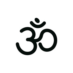 Minimalist Outlined Om Symbol Illustration Religious Spiritual Sign Icon
