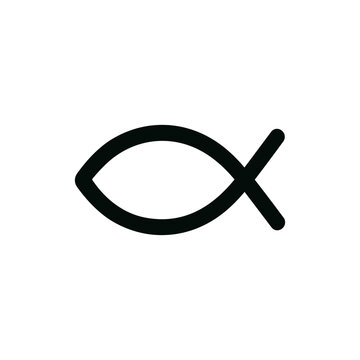 Simple Outline Christian Fish Symbol Minimalist Religious Sign Icon