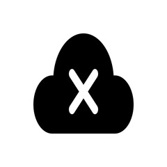 Black cloud icon with a white x mark inside indicating error or disconnection in a simple illustration