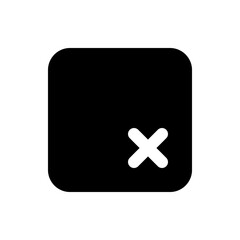 Black rounded square with a white x mark in the lower right corner on a white background simple icon