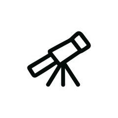 Simple Line Art Telescope Instrument for Exploring Starry Skies Icon