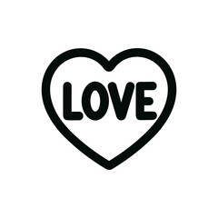 Simple Outline Heart With Love Text Inside Decorative Graphic Element