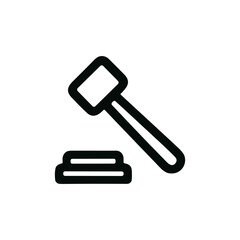 Simple Outline Style Gavel and Sound Block Icon Illustration