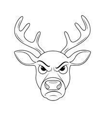 Annoyed Reindeer Face Line Art