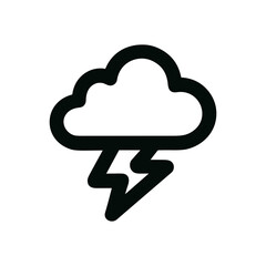 Outline Bold Weather Storm Cloud with Lightning Thunderbolt Line Icon