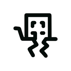 Bold Line Style Funny Earthquake Character Tremor Doodle Icon Element