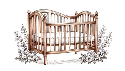 Vintage crib illustration