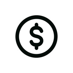Simple Bold Outline Style Dollar Coin Currency Symbol Icon Element