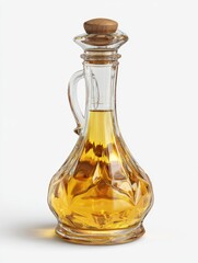 Amber Liquid in Elegant Glass Decanter on White Background