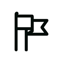 Line Art Minimalist Flag Banner Icon Isolated on White Background